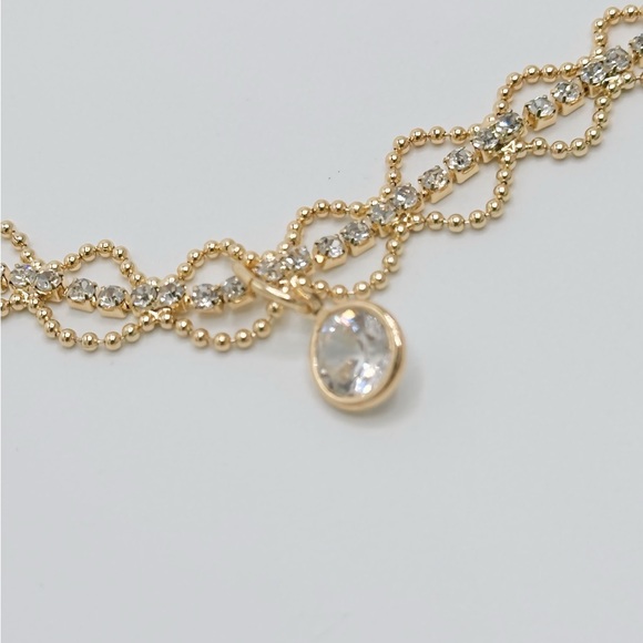 14KT Gold Plated Crystal Beaded Tennis Choker - Picture 9 of 11